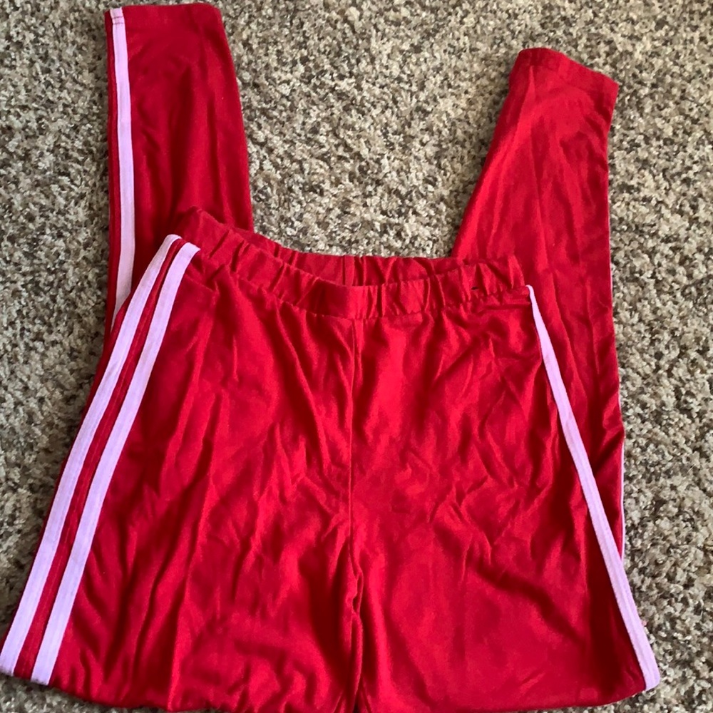 Rue21 Red leggings with white stripes